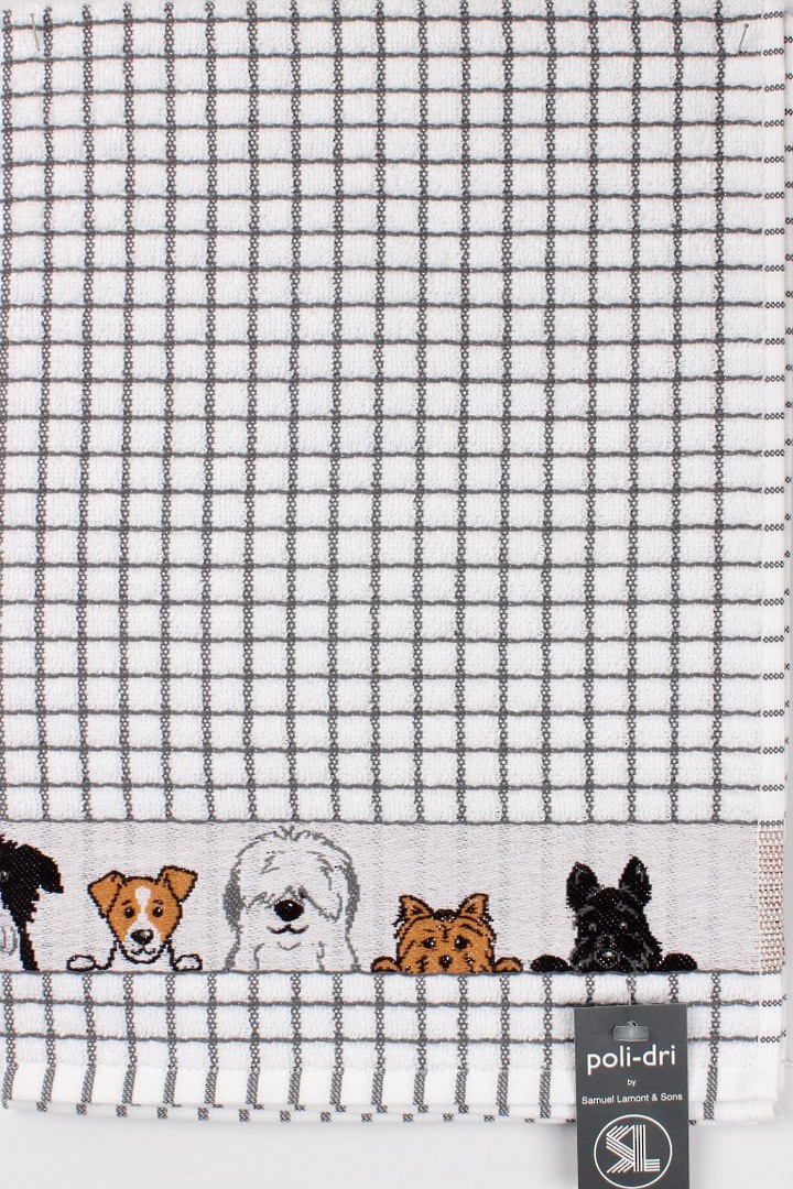 Samuel Lamont Poli Dri Charcoal Dogs  tea towel Code:TT-706JDOGS. Delivery July 2022 image 0